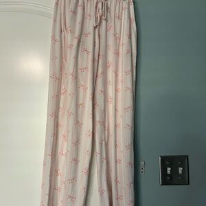 Pink Bow Pattern Pajama Pants